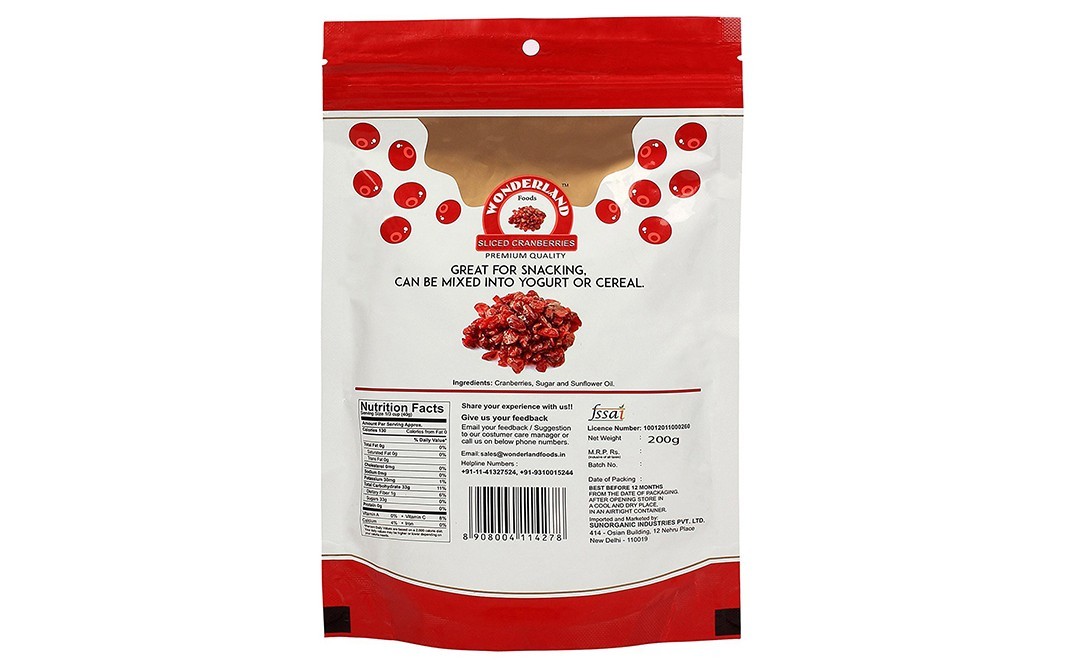 Wonderland Cranberries    Pack  100 grams